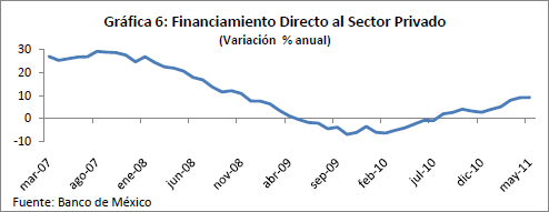 Gráfica 6: Financiamiento Directo al Sector Privado (Variación % anual)